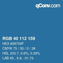 Color code: RGB 40 112 159 | qconv.com