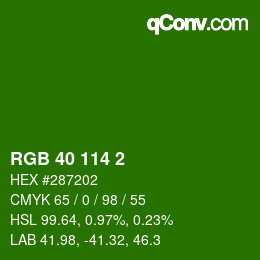 カラーコード: RGB 40 114 2 | qconv.com