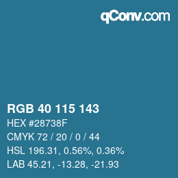 Color code: RGB 40 115 143 | qconv.com