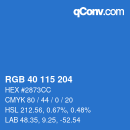 Color code: RGB 40 115 204 | qconv.com