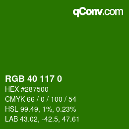 Color code: RGB 40 117 0 | qconv.com