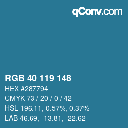 Color code: RGB 40 119 148 | qconv.com