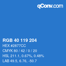 Color code: RGB 40 119 204 | qconv.com