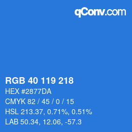 Color code: RGB 40 119 218 | qconv.com