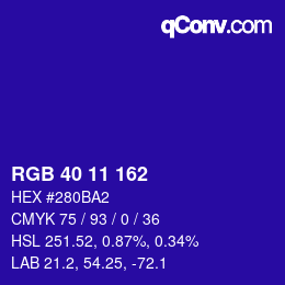 Color code: RGB 40 11 162 | qconv.com