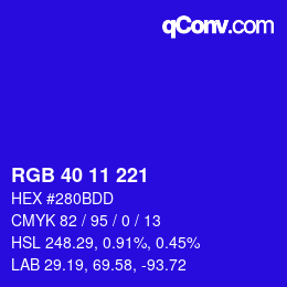 Color code: RGB 40 11 221 | qconv.com