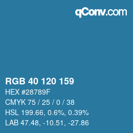 颜色代码: RGB 40 120 159 | qconv.com