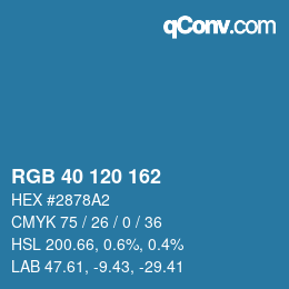 カラーコード: RGB 40 120 162 | qconv.com