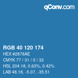 カラーコード: RGB 40 120 174 | qconv.com