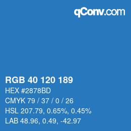 颜色代码: RGB 40 120 189 | qconv.com