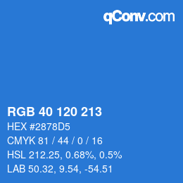 カラーコード: RGB 40 120 213 | qconv.com