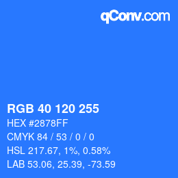 カラーコード: RGB 40 120 255 | qconv.com