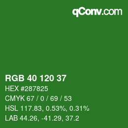 カラーコード: RGB 40 120 37 | qconv.com