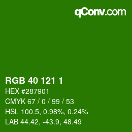 カラーコード: RGB 40 121 1 | qconv.com