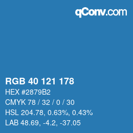 Color code: RGB 40 121 178 | qconv.com