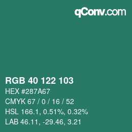 Color code: RGB 40 122 103 | qconv.com