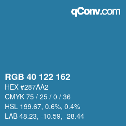 Color code: RGB 40 122 162 | qconv.com