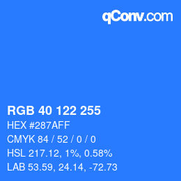 Color code: RGB 40 122 255 | qconv.com