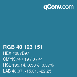 Color code: RGB 40 123 151 | qconv.com