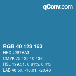 Color code: RGB 40 123 163 | qconv.com