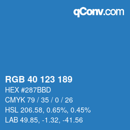 カラーコード: RGB 40 123 189 | qconv.com