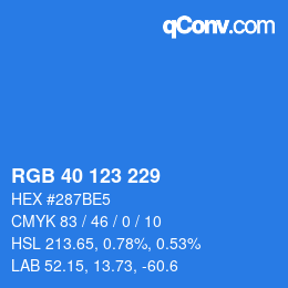 カラーコード: RGB 40 123 229 | qconv.com