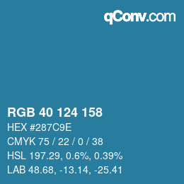 Color code: RGB 40 124 158 | qconv.com