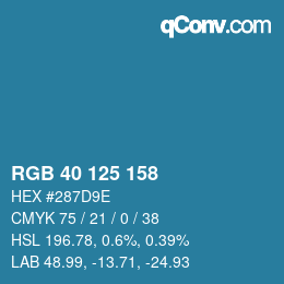 Color code: RGB 40 125 158 | qconv.com