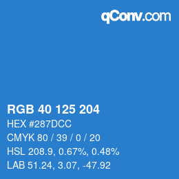 Color code: RGB 40 125 204 | qconv.com