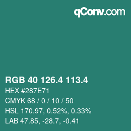 カラーコード: RGB 40 126.4 113.4 | qconv.com