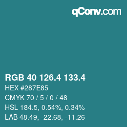 カラーコード: RGB 40 126.4 133.4 | qconv.com