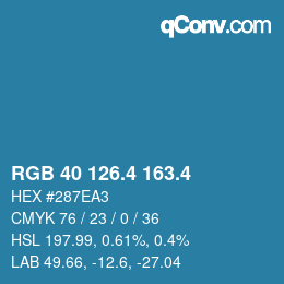 カラーコード: RGB 40 126.4 163.4 | qconv.com