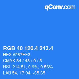 カラーコード: RGB 40 126.4 243.4 | qconv.com