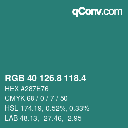 カラーコード: RGB 40 126.8 118.4 | qconv.com