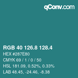 カラーコード: RGB 40 126.8 128.4 | qconv.com