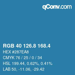 カラーコード: RGB 40 126.8 168.4 | qconv.com