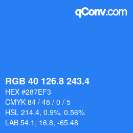 カラーコード: RGB 40 126.8 243.4 | qconv.com