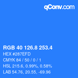 カラーコード: RGB 40 126.8 253.4 | qconv.com