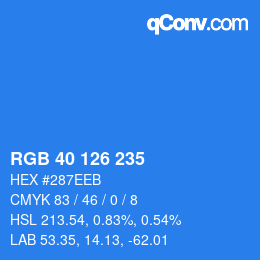 颜色代码: RGB 40 126 235 | qconv.com
