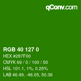 Color code: RGB 40 127 0 | qconv.com