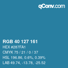 Color code: RGB 40 127 161 | qconv.com