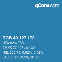 Color code: RGB 40 127 173 | qconv.com