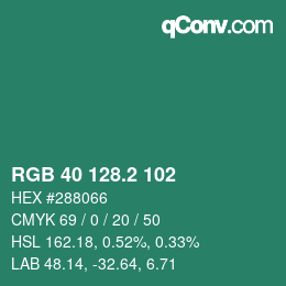 カラーコード: RGB 40 128.2 102 | qconv.com