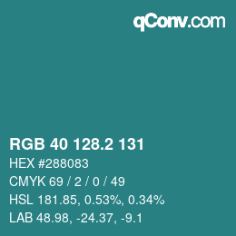 カラーコード: RGB 40 128.2 131 | qconv.com