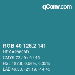 カラーコード: RGB 40 128.2 141 | qconv.com