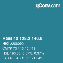 カラーコード: RGB 40 128.2 146.6 | qconv.com