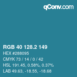 カラーコード: RGB 40 128.2 149 | qconv.com