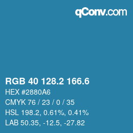 カラーコード: RGB 40 128.2 166.6 | qconv.com