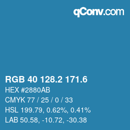 カラーコード: RGB 40 128.2 171.6 | qconv.com