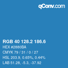 カラーコード: RGB 40 128.2 186.6 | qconv.com